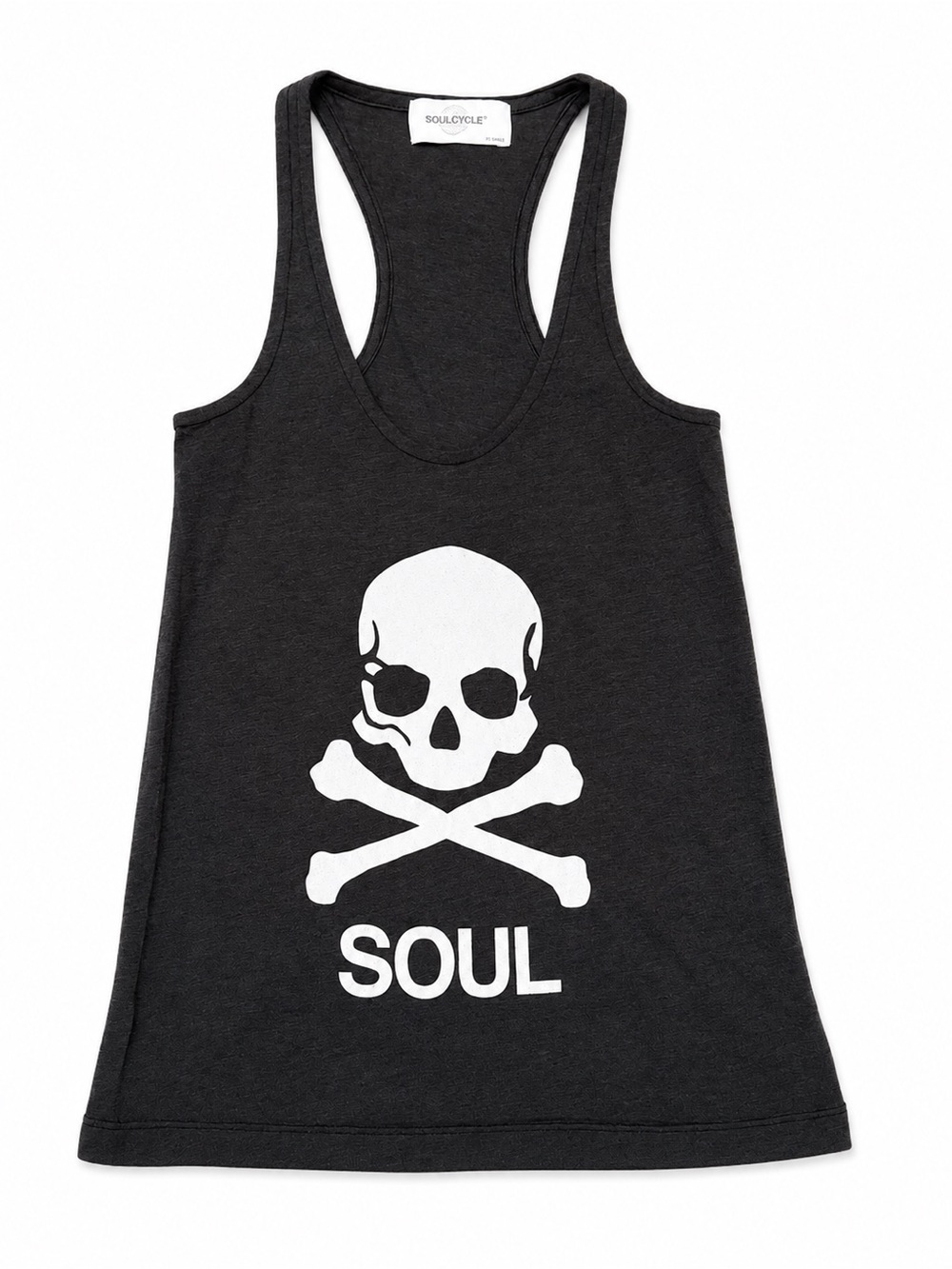 EUC SoulCycle Skull Graphic Racerback Tank Top Charcoal Gray XS